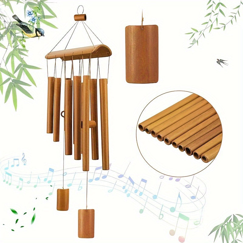 1pc Handmade Bamboo Wind Chimes - 23.6 Inches, Home and Courtyard Decoration, Natural Bamboo Pipes for Safety and Serenity