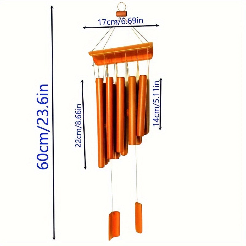 1pc Handmade Bamboo Wind Chimes - 23.6 Inches, Home and Courtyard Decoration, Natural Bamboo Pipes for Safety and Serenity