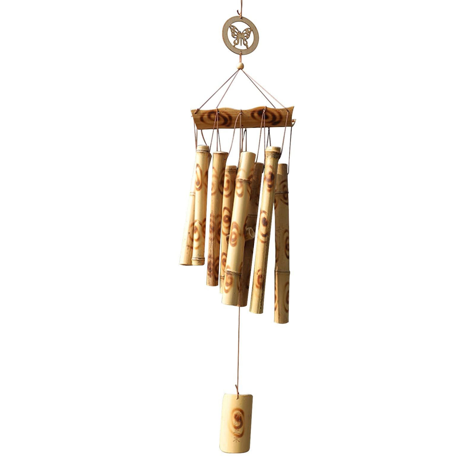 27 inch Handmade Bamboo Wind Chimes for Outside, Wooden Windchimes, Home Decor for Outdoors & Indoors, Patio Lawn Garden (B)