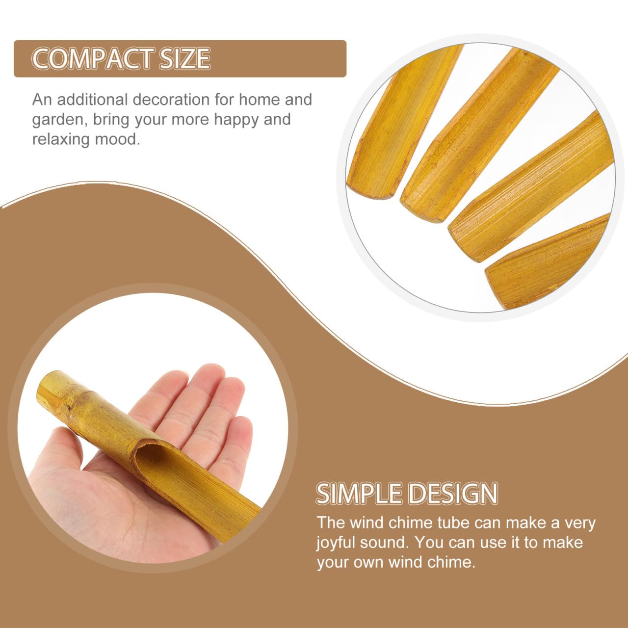 Unomor 10Pcs Bamboo Wind Chime Making Tubes - DIY Replacement Parts for Garden, Balcony, Indoor Decor, 7.87 & 6.3 Inches