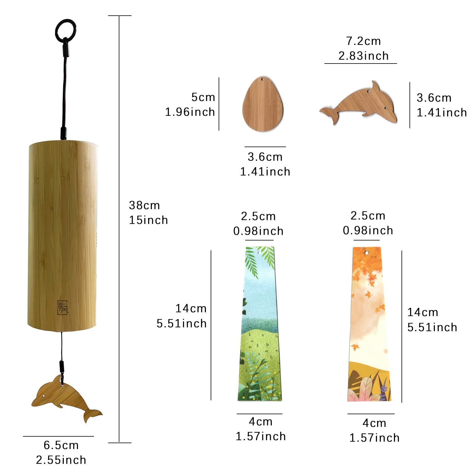 LingTing Bamboo Wind Chimes for Sound Healing, Meditation, Relaxing Emotions,Chord Wind Chimes Hand-Cranked Wind Chimes Unique Decor Gardening Gift for Outdoor Decoration(C-Wind), Yellow