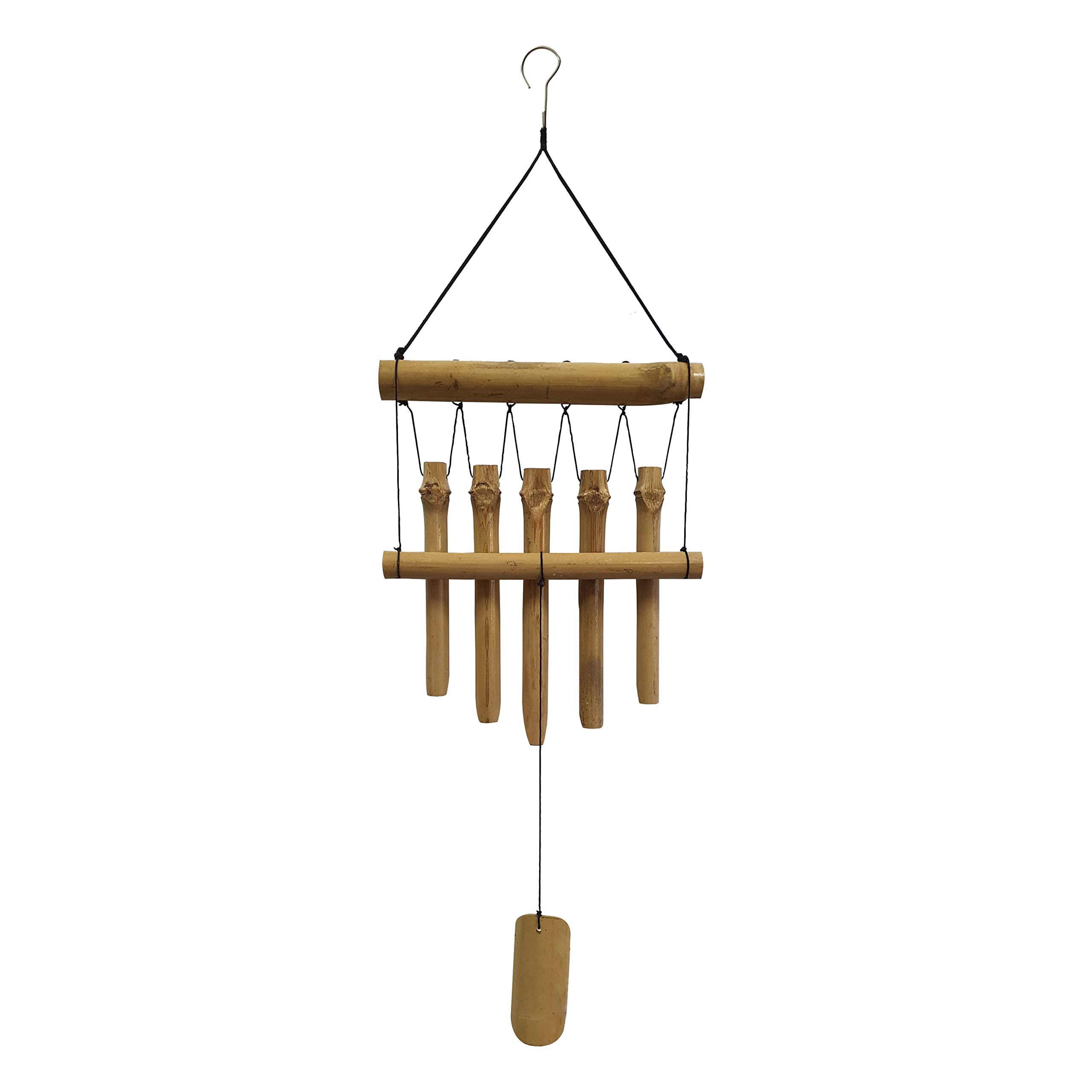 Small Simple Bamboo Wind Chimes Outdoor, 5 Tubes Single Row, Gifts for Mom/Grandma/Women, Garden Lawn Yard Decor 23"