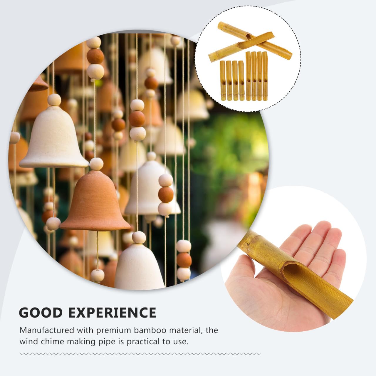 Unomor 10Pcs Bamboo Wind Chime Making Tubes - DIY Replacement Parts for Garden, Balcony, Indoor Decor, 7.87 & 6.3 Inches