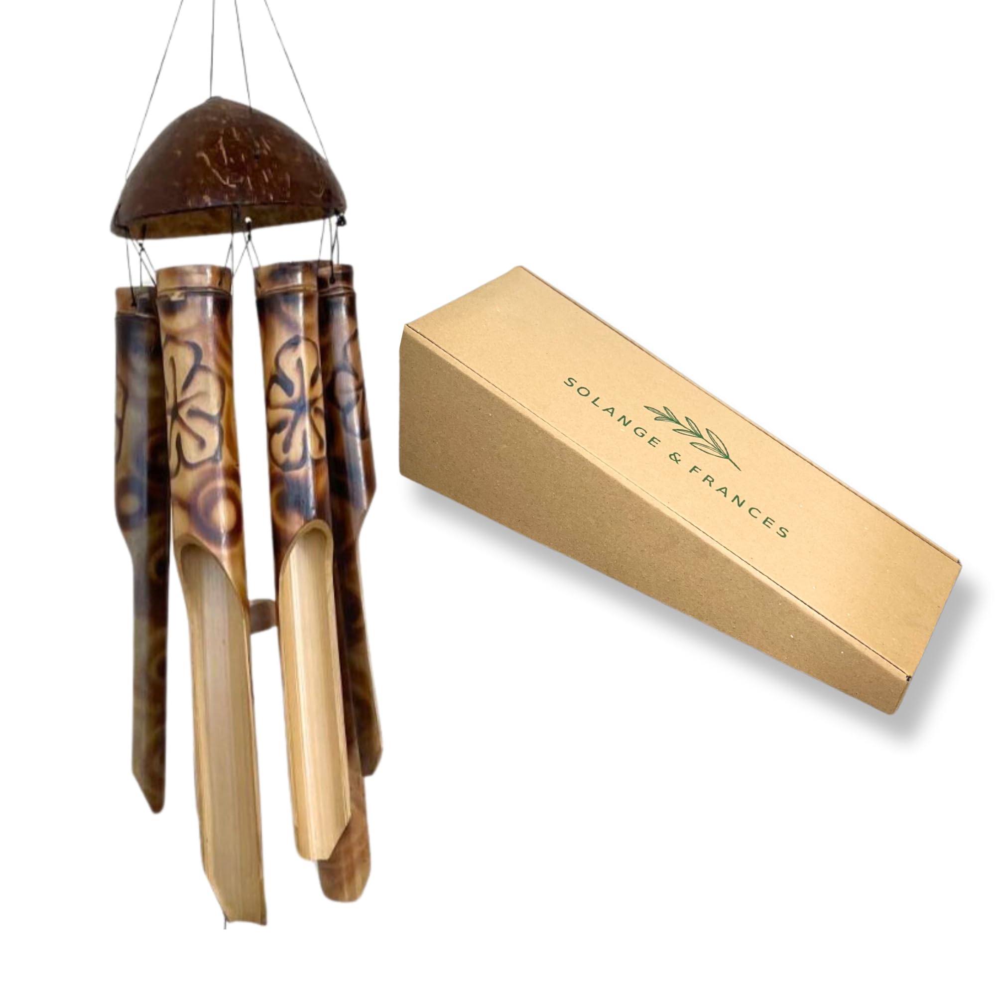 Solange & Frances Bamboo Wind Chimes for Outside, Ideal Gifts for Women, Wooden Wind Chimes for Outside, Wood Chimes for Outdoors, Beach Windchimes, Birthday Gift idea, Gifts for Mom