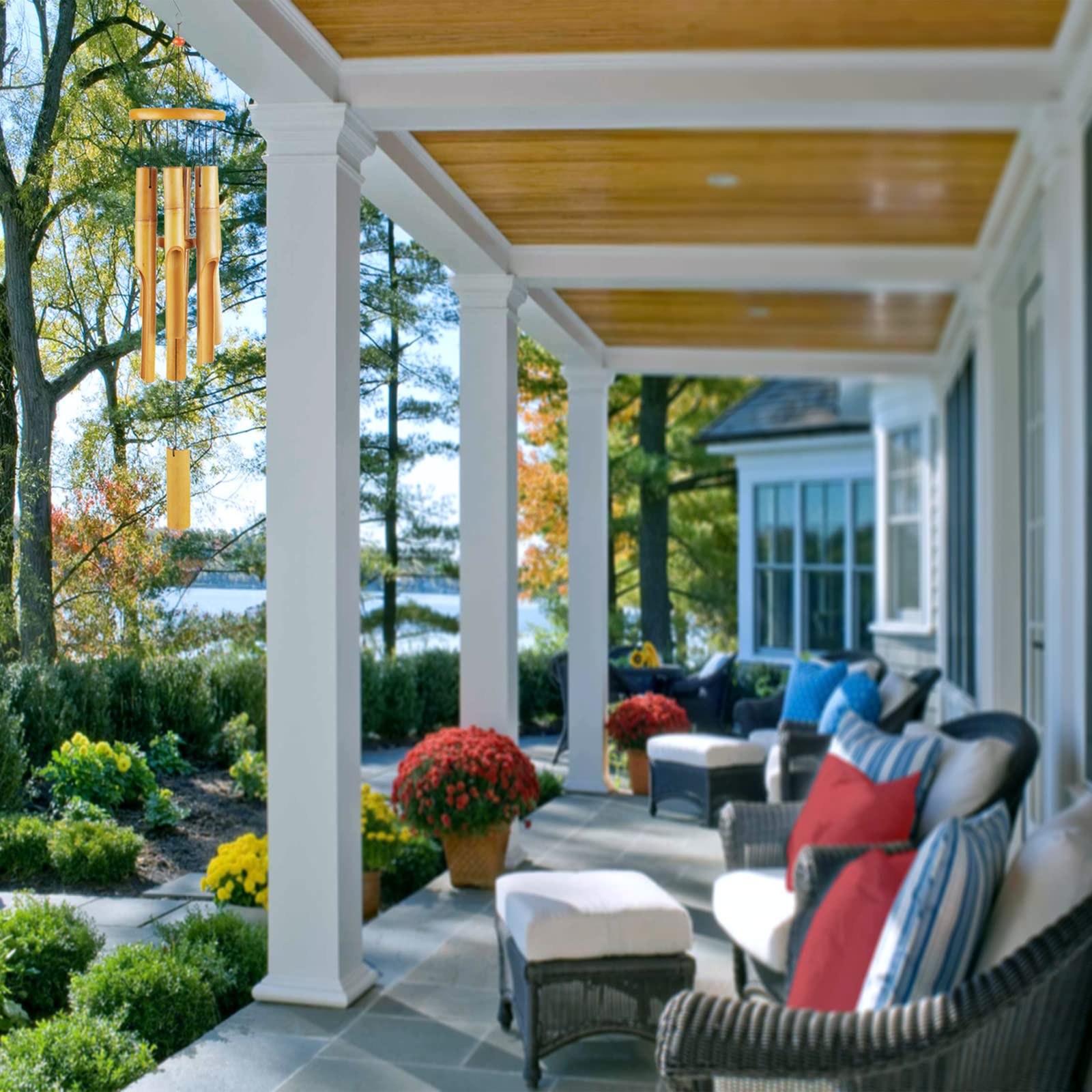 Rdutuok 32" Bamboo Wind Chimes Memorial Gifts for mom Handcrafted Wooden Wind Chimes with Melody Deep Tone for Ourdoor & Indoor,Garden, Yark,Patio and Home Déco