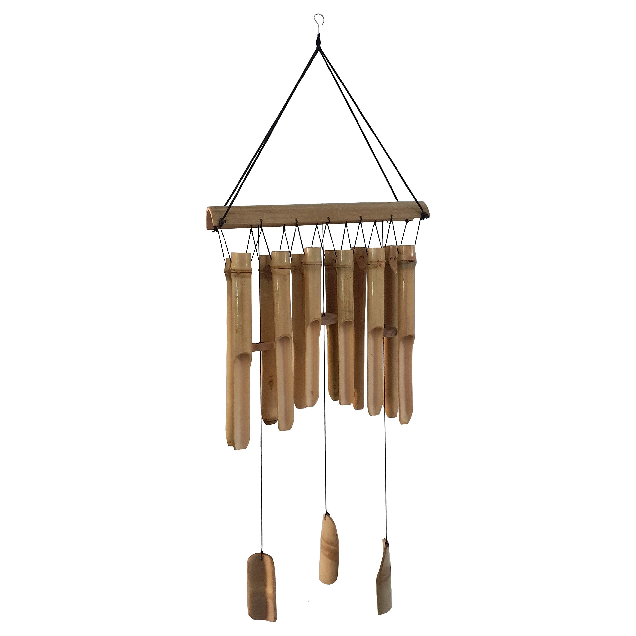 Large Simple Bamboo Wind Chimes, 12 Tubes Double Row, Patio Garden Home Décor, Handmade Natural Beautiful Sound 34 inch