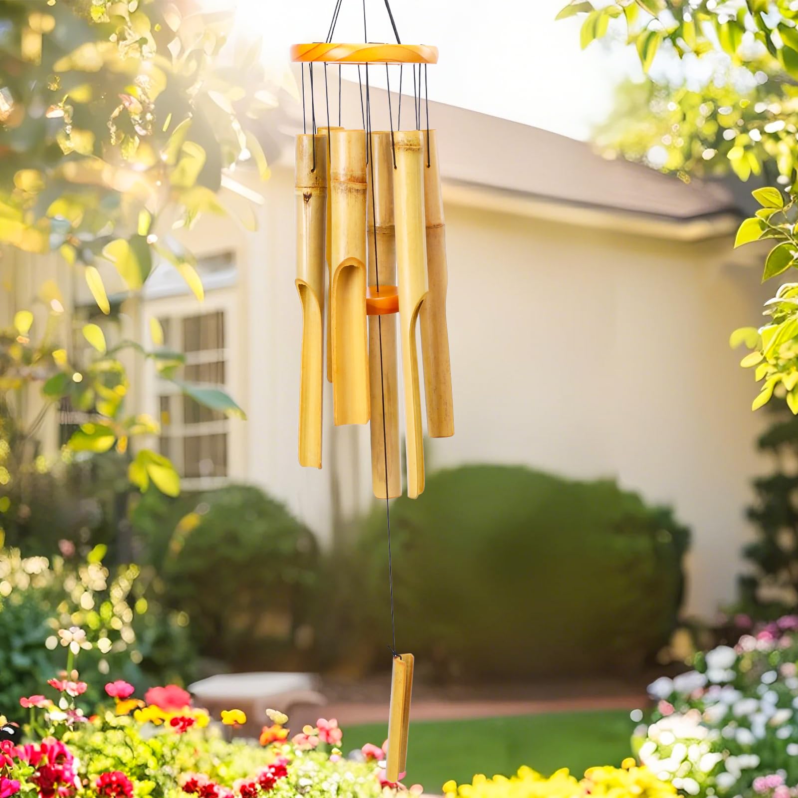 MUMTOP Bamboo Wind Chimes for Outside-Wooden Wind Chime - 31 Inch Bamboo Chimes for Outdoors,Patio,Garden,Yard,Home,Tree Decor