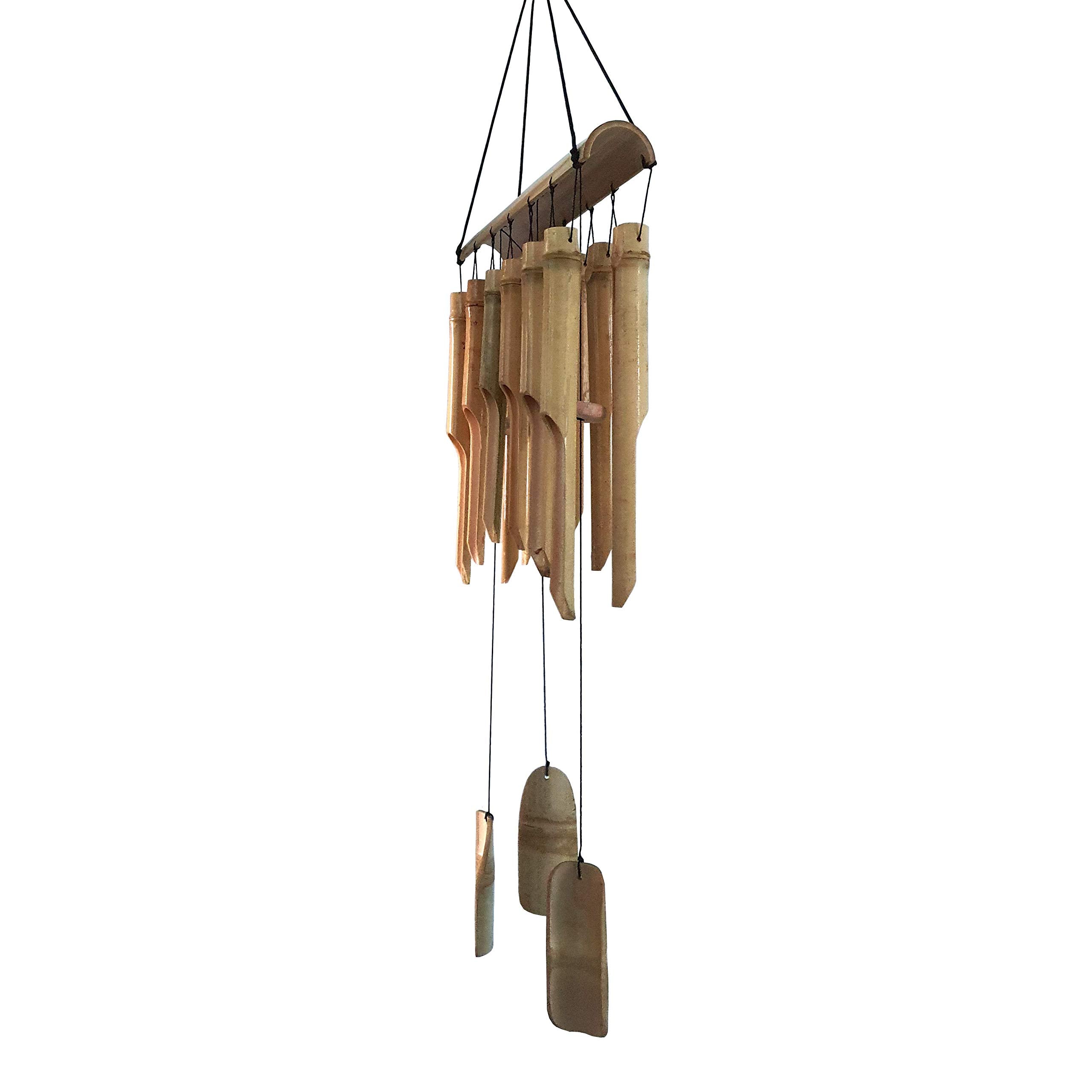 Large Simple Bamboo Wind Chimes, 12 Tubes Double Row, Patio Garden Home Décor, Handmade Natural Beautiful Sound 34 inch