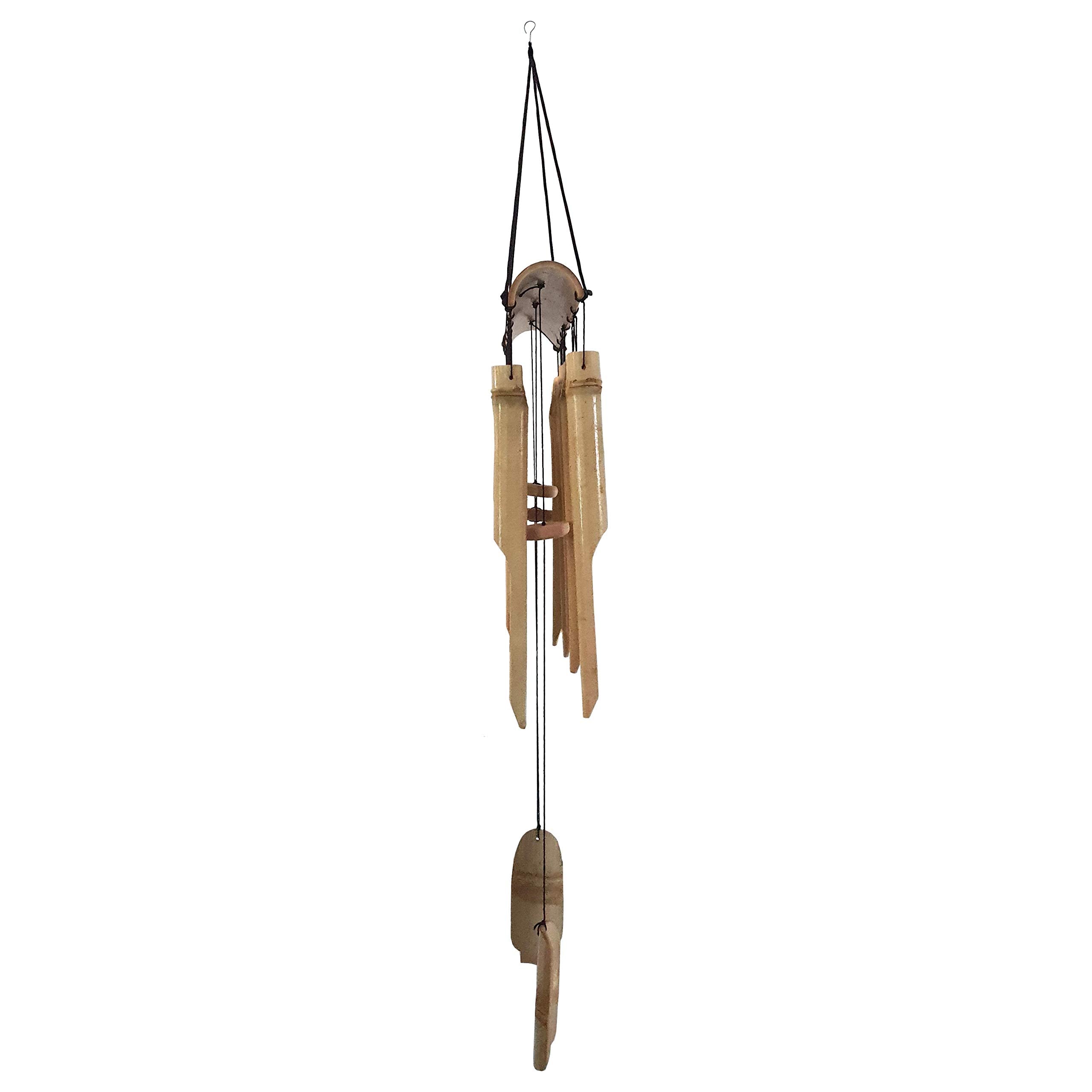 Large Simple Bamboo Wind Chimes, 12 Tubes Double Row, Patio Garden Home Décor, Handmade Natural Beautiful Sound 34 inch