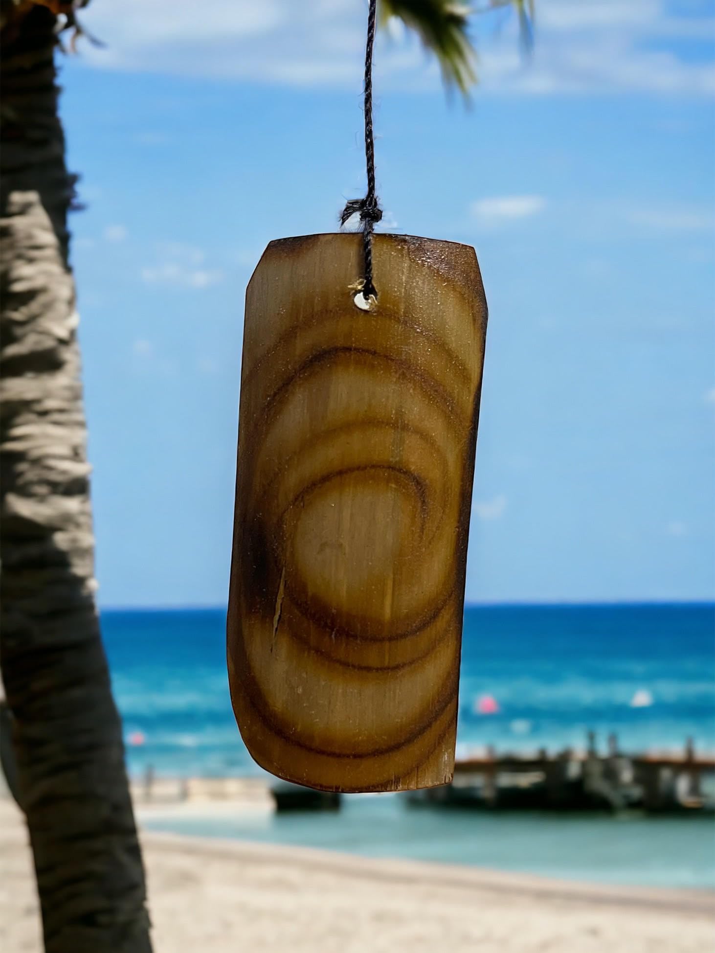 Coconut/Palm Tree Windchime – Large Rustic Tropical Bamboo & Wood with Unique Spiral Finished Chimes – Relaxing Calming Deep Tones