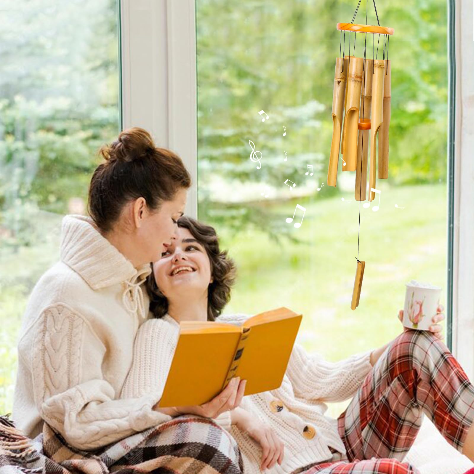 MUMTOP Bamboo Wind Chimes for Outside-Wooden Wind Chime - 31 Inch Bamboo Chimes for Outdoors,Patio,Garden,Yard,Home,Tree Decor