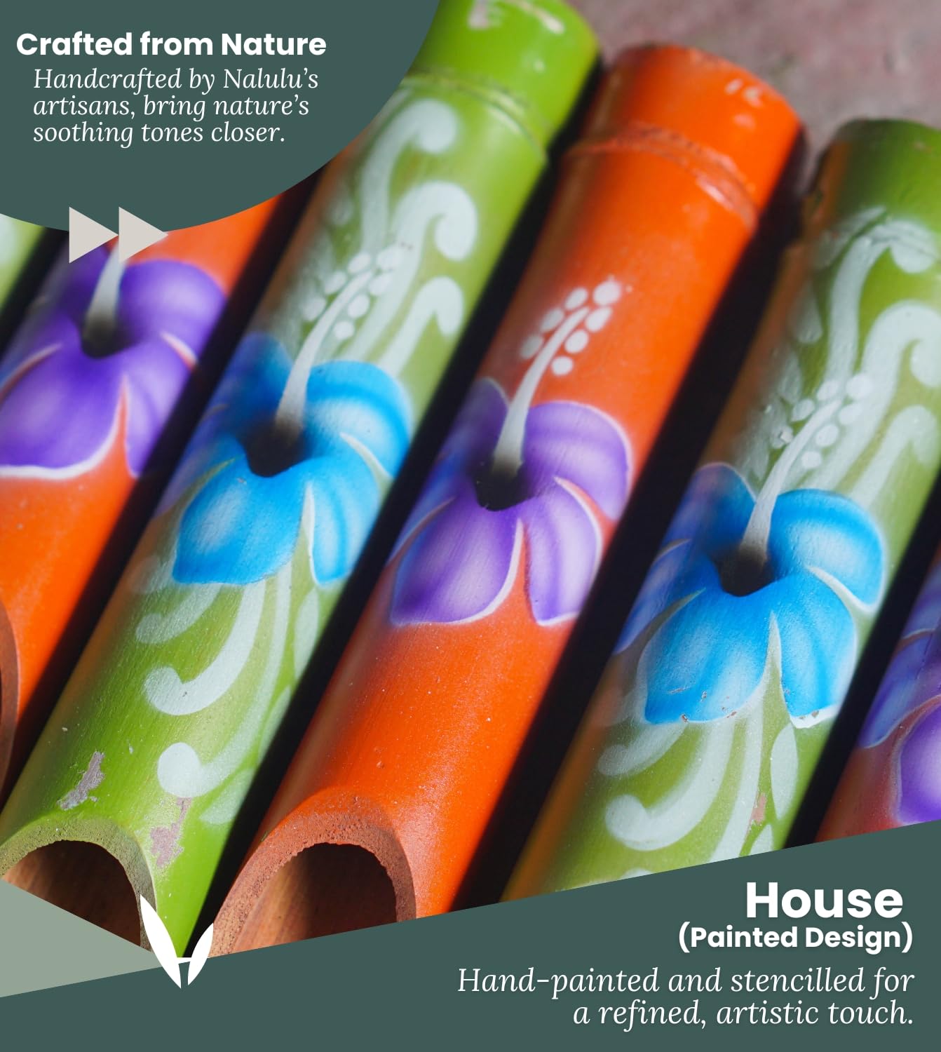 Nalulu House Bamboo Wind Chimes - Outside Outdoor Wooden Windchimes with Birdhouse, Handcrafted with Calming Deep Tones, Perfect Home Decor or Gift for Him and Her