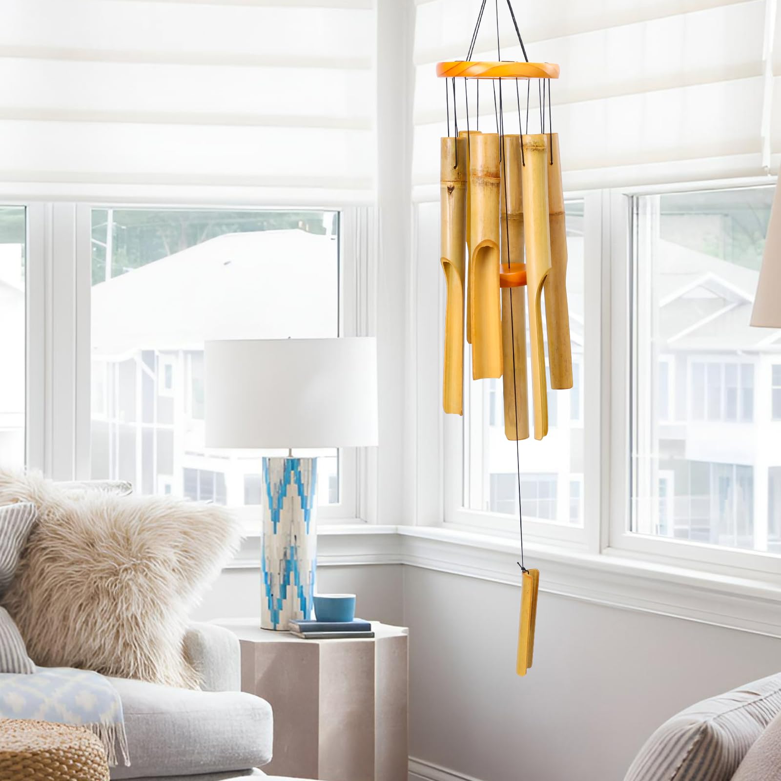 MUMTOP Bamboo Wind Chimes for Outside-Wooden Wind Chime - 31 Inch Bamboo Chimes for Outdoors,Patio,Garden,Yard,Home,Tree Decor