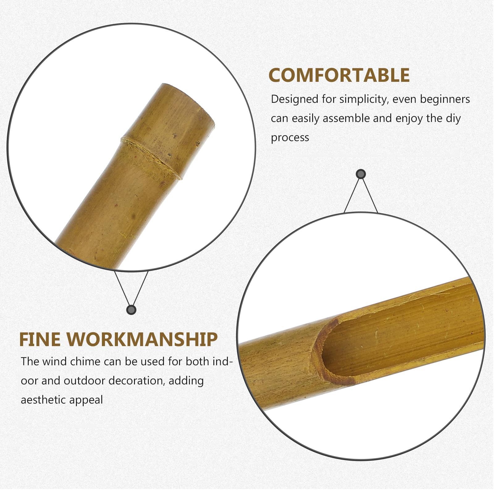 POPETPOP 1 Set Bamboo Wind Chimes Kit: DIY Outdoor Wooden Wind Chime Tubes with Blocks and Clappers for Garden, Patio, Home Decor - 7.9 Inch