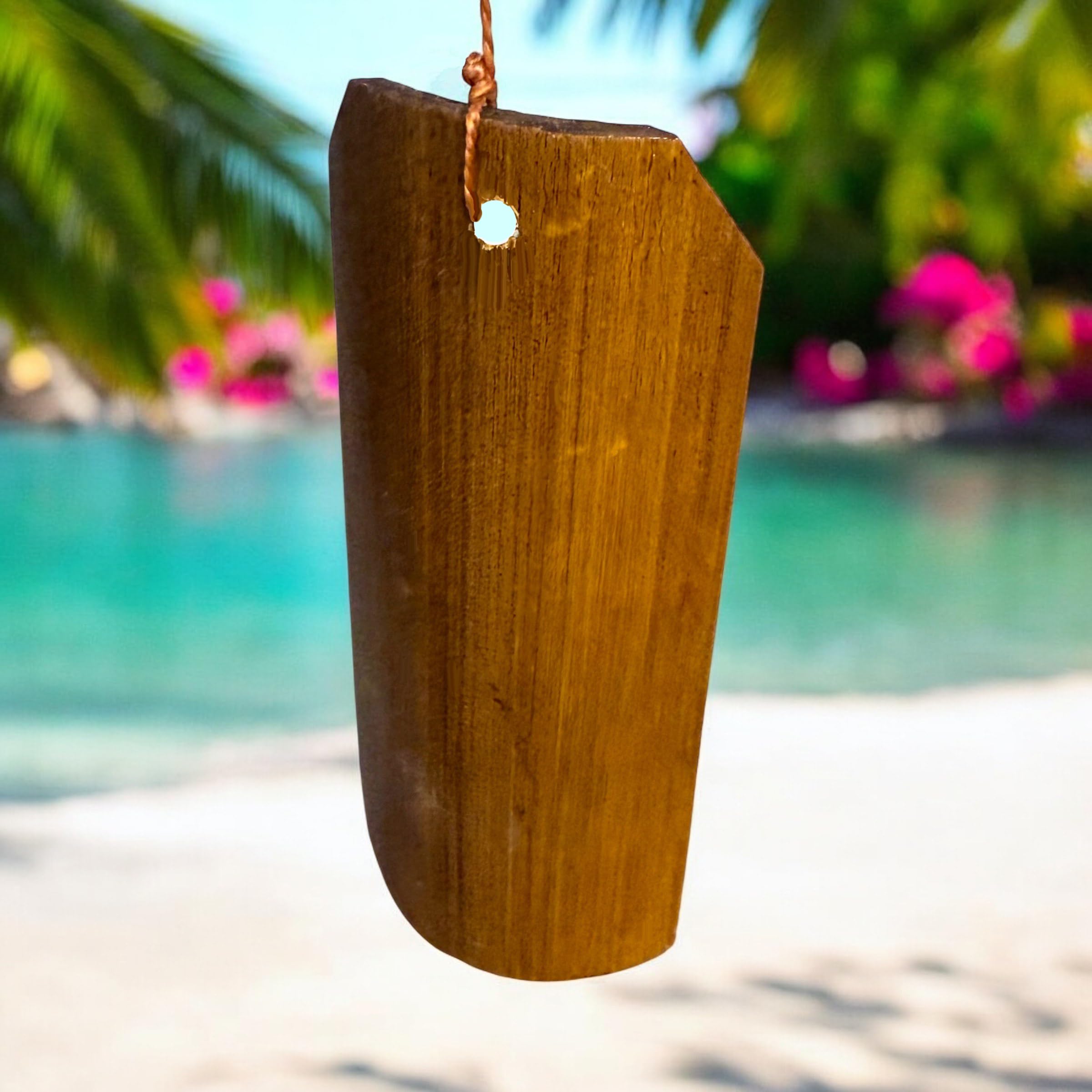 Whimsical Sea Turtle Bamboo and Wood Windchime – Outdoor Decorative Wind Chime – Funky Green Turtle Topper – Natural Calming Relaxing Sound