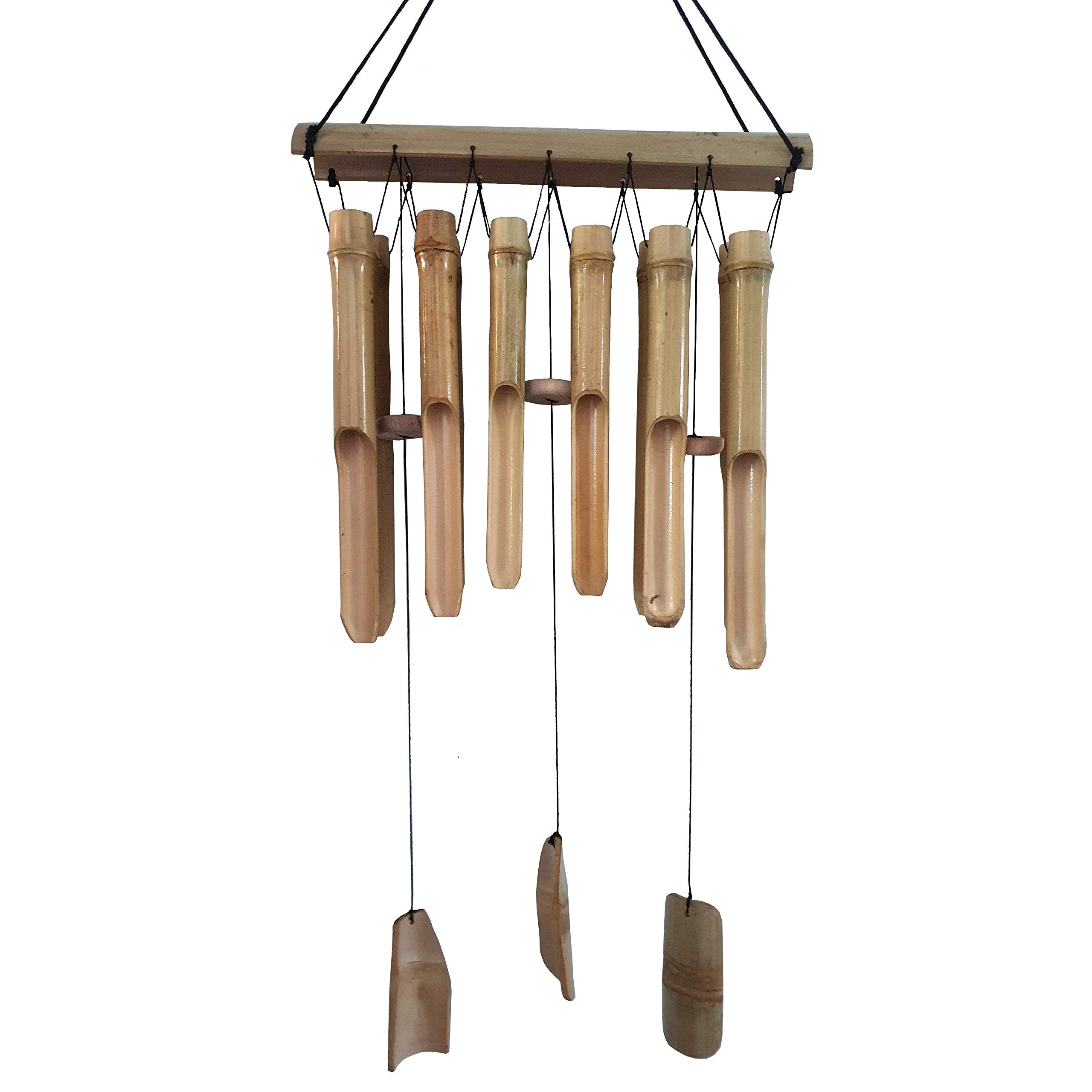 Large Simple Bamboo Wind Chimes, 12 Tubes Double Row, Patio Garden Home Décor, Handmade Natural Beautiful Sound 34 inch