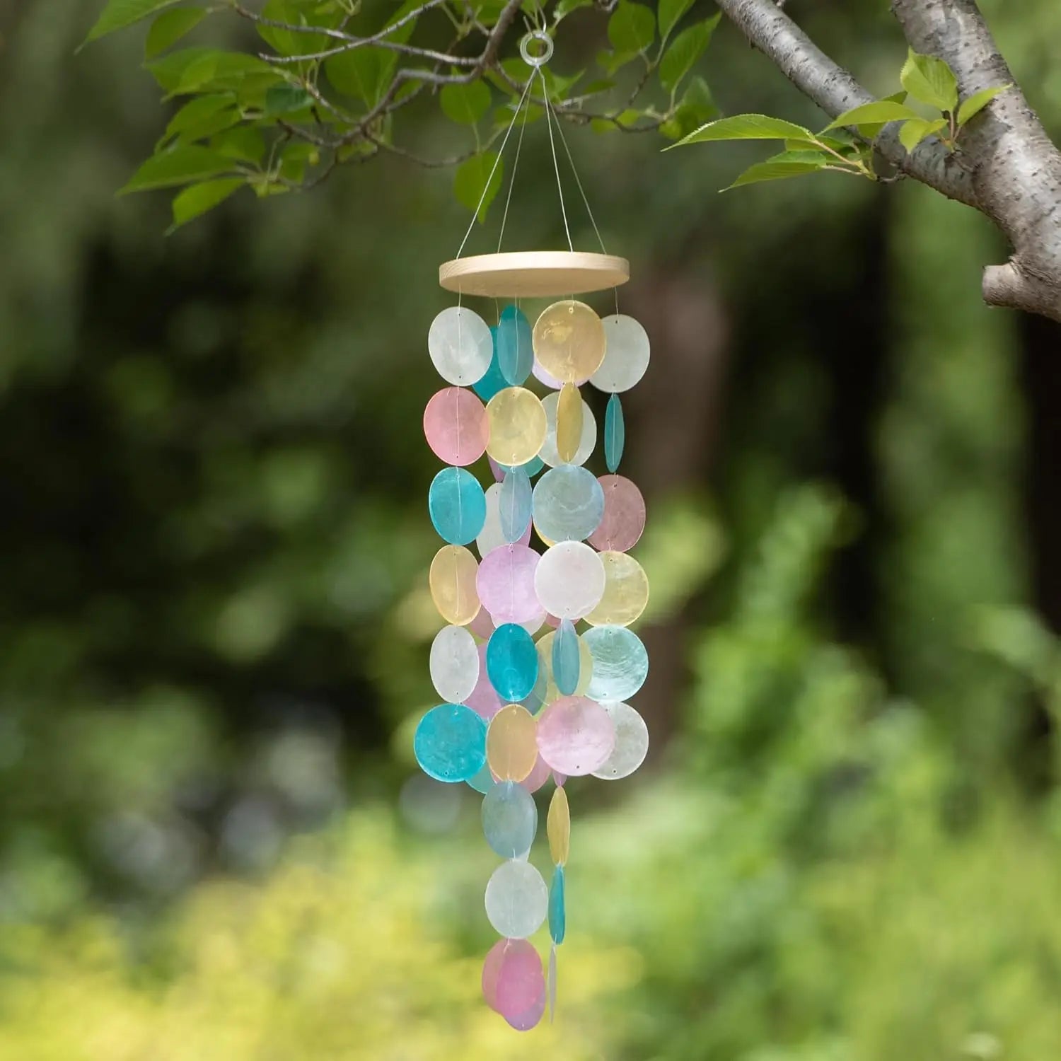 Wind Chimes for Outside - Handcrafted Capiz Shells Windchime Coastal Style Decor for Indoor/Outdoors