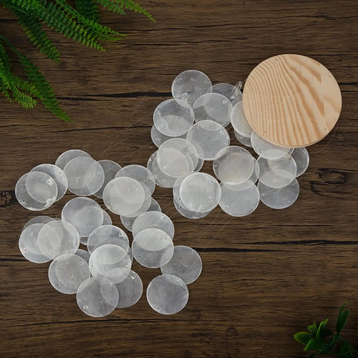 Seashell Wind Chimes for Outside - Handcrafted White Moon Shape Capiz Shells Windchime Bohemian & Coastal Style Decor