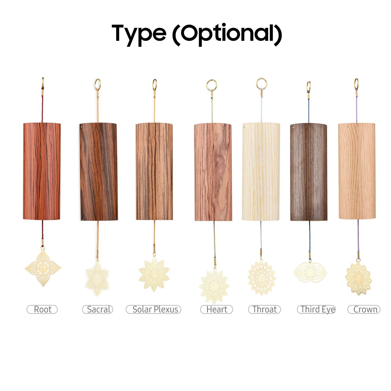 Chakra Chimes Natural Bamboo Wind Chime Meditation Chord Windbell for Outdoor Garden Patio Home Decoration Meditation Relaxation