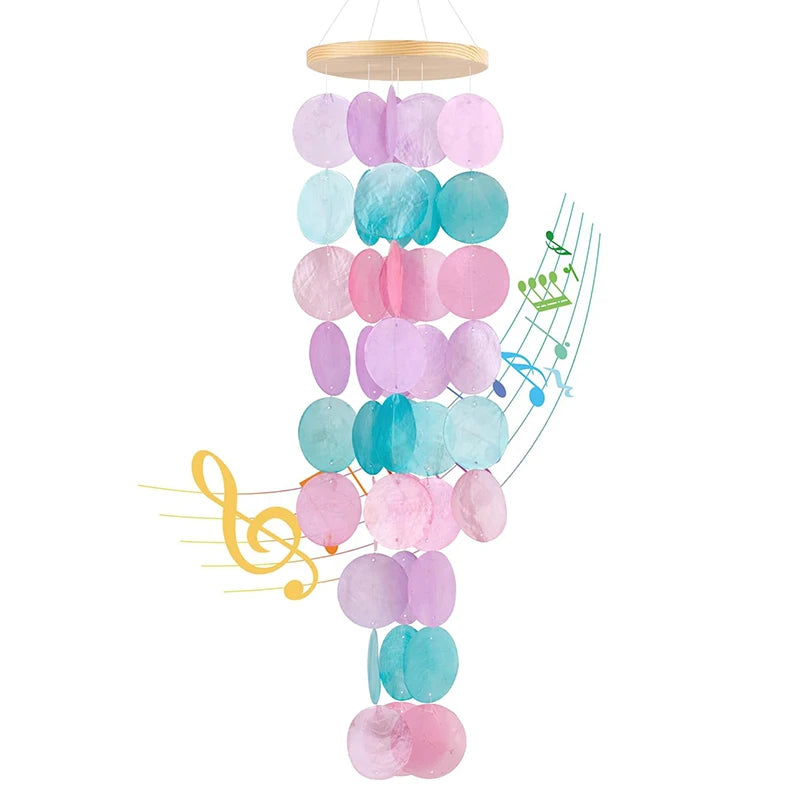 Wind Chimes for Outside Handcrafted Turquoise Capiz Shells Windchime Coastal Style Decor for Indoor/Outdoors Garden Decor