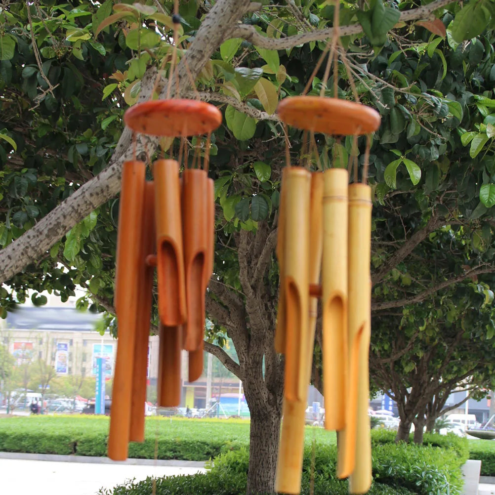 Bamboo Windchime Decoration Patio Wind Chime Garden Windchime Decorative Wind Chime Hanging Ornament Yard Wind Bell Home Decor