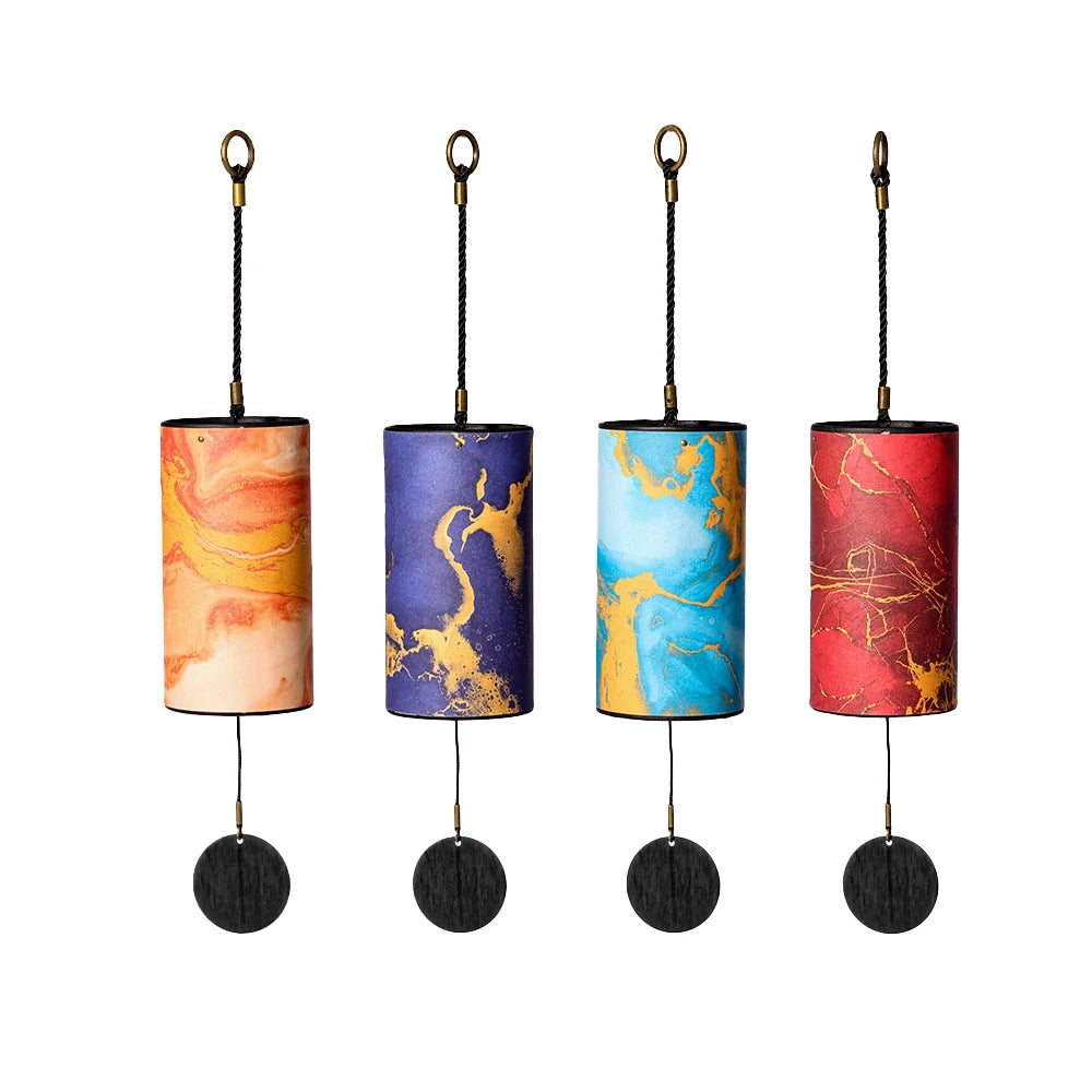 Hluru Bamboo Windchime Furin Wind Chime 9 Rod Chord Crafted Bell for Outdoor Garden Decor Patio Zen Home Decoration Meditation