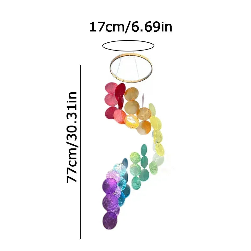 Colorful Shell Wind Chimes Outdoor Holiday Gift Capiz Shell Homestay Wall Hanging Memorial Wind Chimes Garden Ornaments