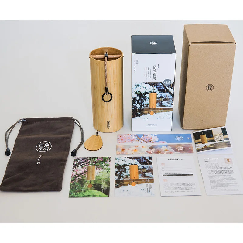 Chord G-B-D-C Bamboo Wooden Wind Chimes Handmade Japan Style Windchime for Outdoor Garden Patio Home Decor Meditation Relaxation