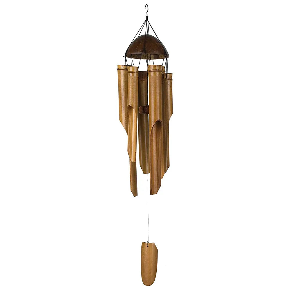 Bamboo Wind Chimes Big Bell Tube Coconut Wood Handmade Indoor and Outdoor Wall Hanging Wind Chime Decorations Gift