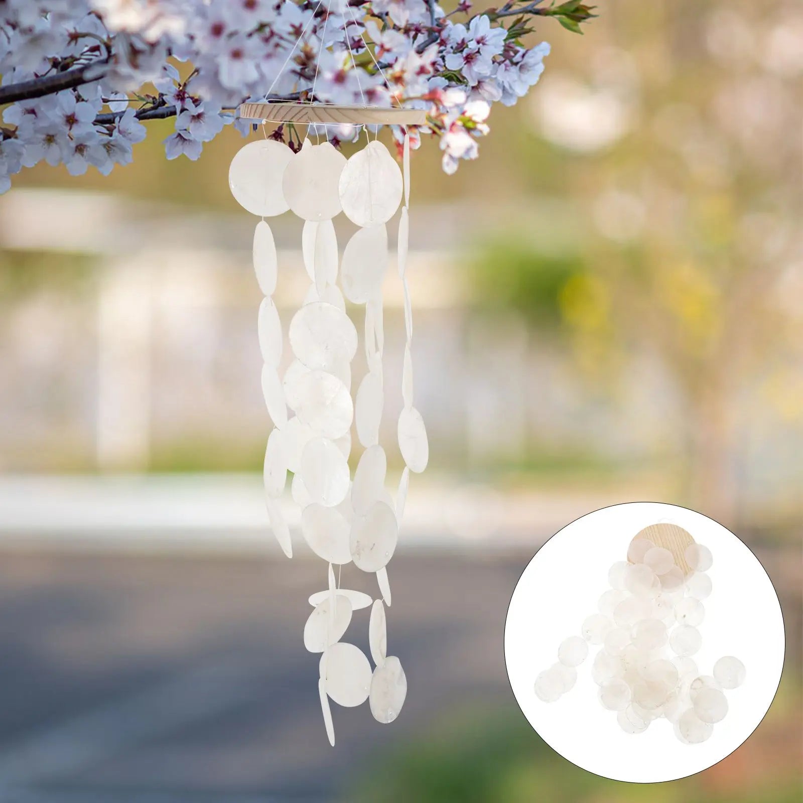 Seashell Wind Chime Decoration Unique Shell Pendant for Garden White Bell Hanging Home Patio Mirror Sound Relaxing
