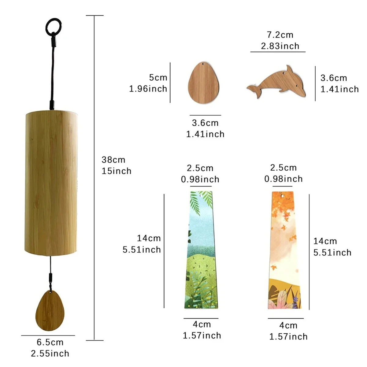 Bamboo Wind Chimes Set Wind Windchimes 8 Tone Rods Windchimes for Outdoor Garden Patio Home Decoration Meditation Relaxation
