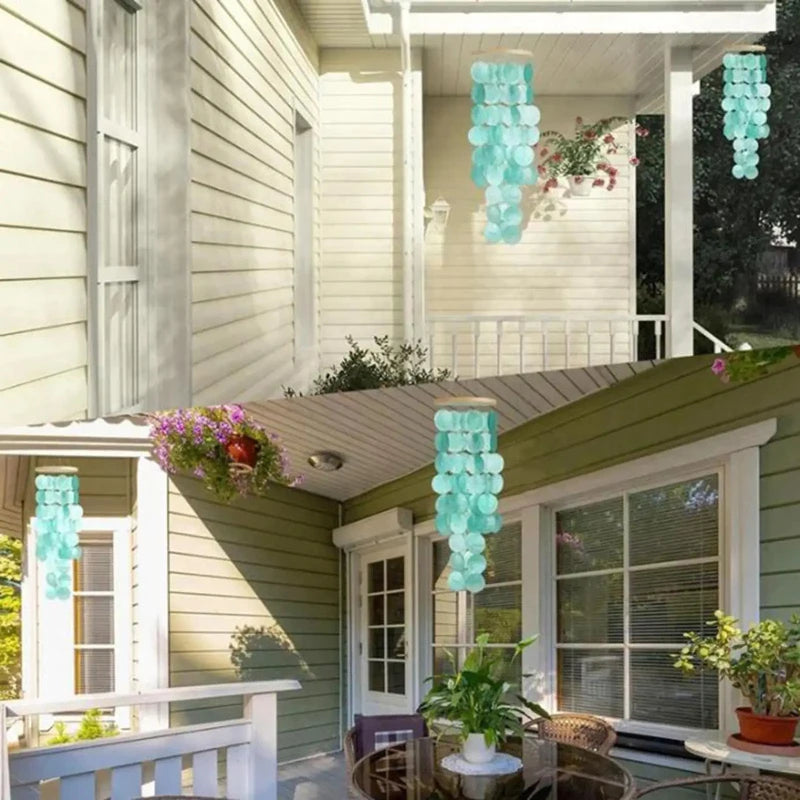 Shell Wind Chimes Wiht Hanging Strings Ornament Versatile Handicrafts for Garden Outdoor Balcony Front Porch Yard Decoration