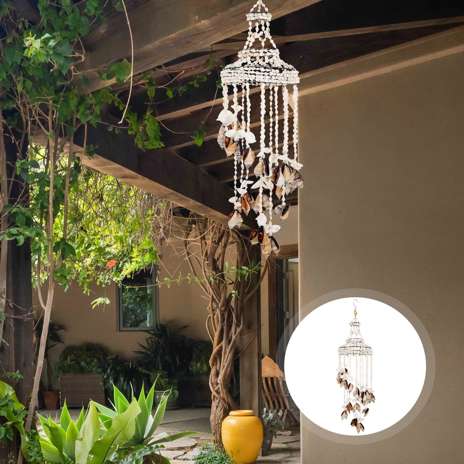 Conch Bell Wind Chime Shell Wind Chime Wall Decoration Hanging nament Wind Bell Seashell Bells Home Decor Wind Chimes