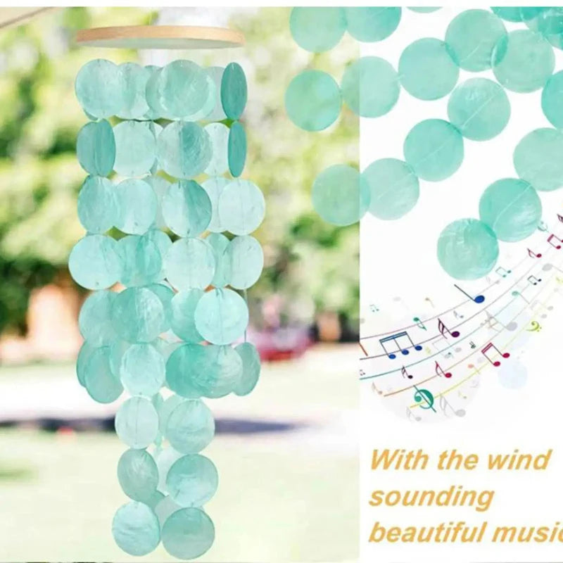 Shell Wind Chimes Wiht Hanging Strings Ornament Versatile Handicrafts for Garden Outdoor Balcony Front Porch Yard Decoration