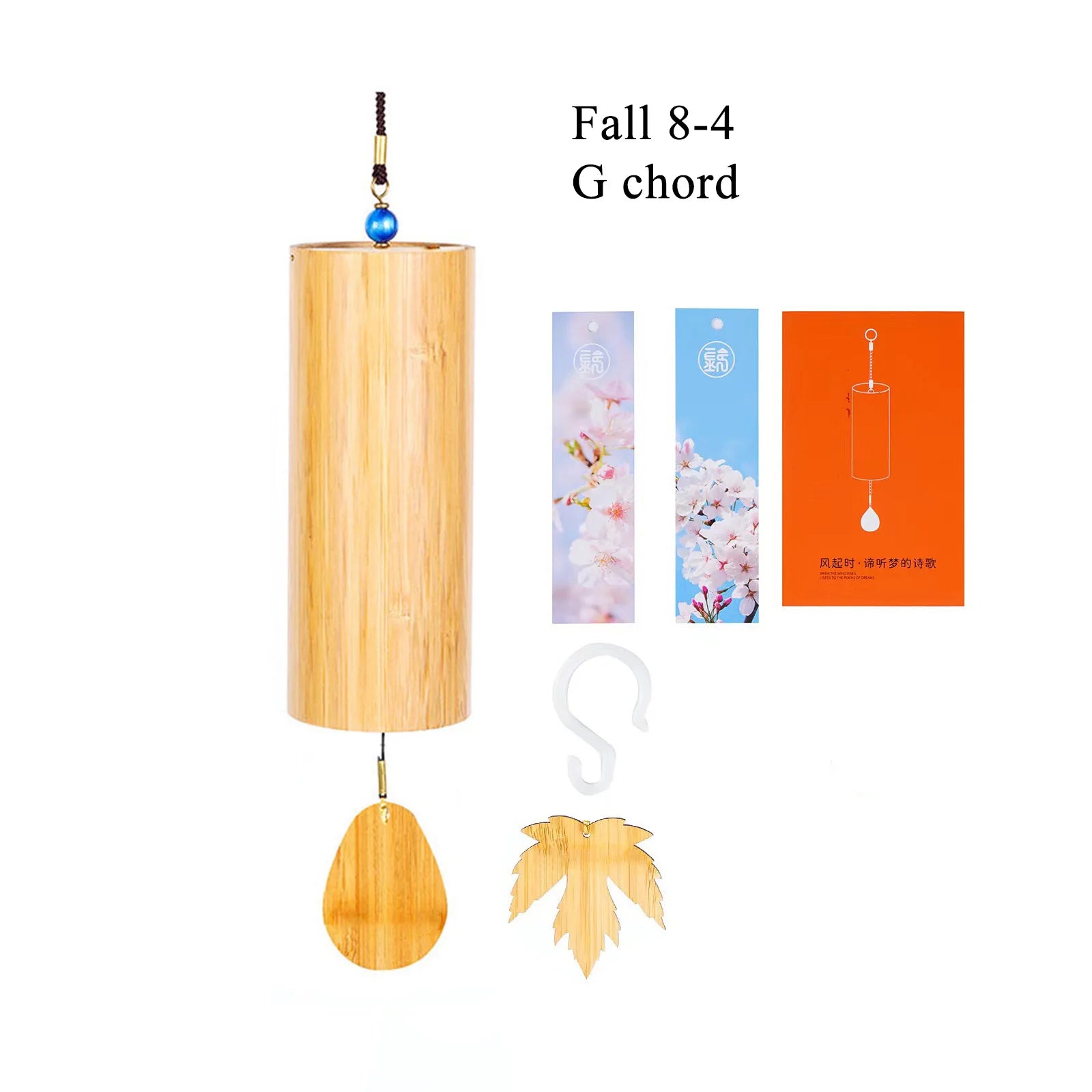 Bamboo Windchime Furin Wind Chime 8 Notes Rod Chord Crafted Bell for Outdoor Garden Decor Patio Home Zen Decoration Meditation