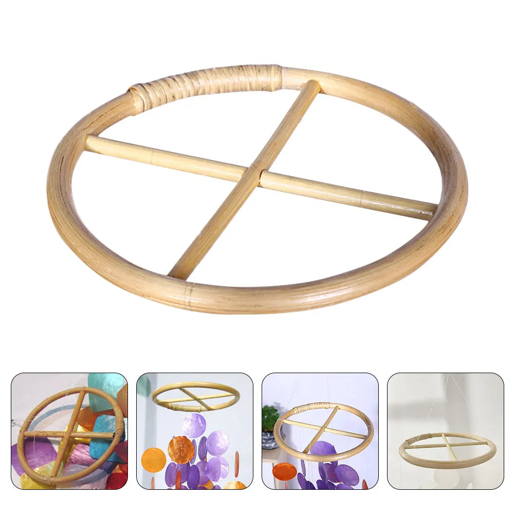 Bamboo Wind Chime Parts Hollow Top Catcher Frame DIY Kit Steering Wheel Craft Garden Decor Accessories Sunlight Effect Outdoor