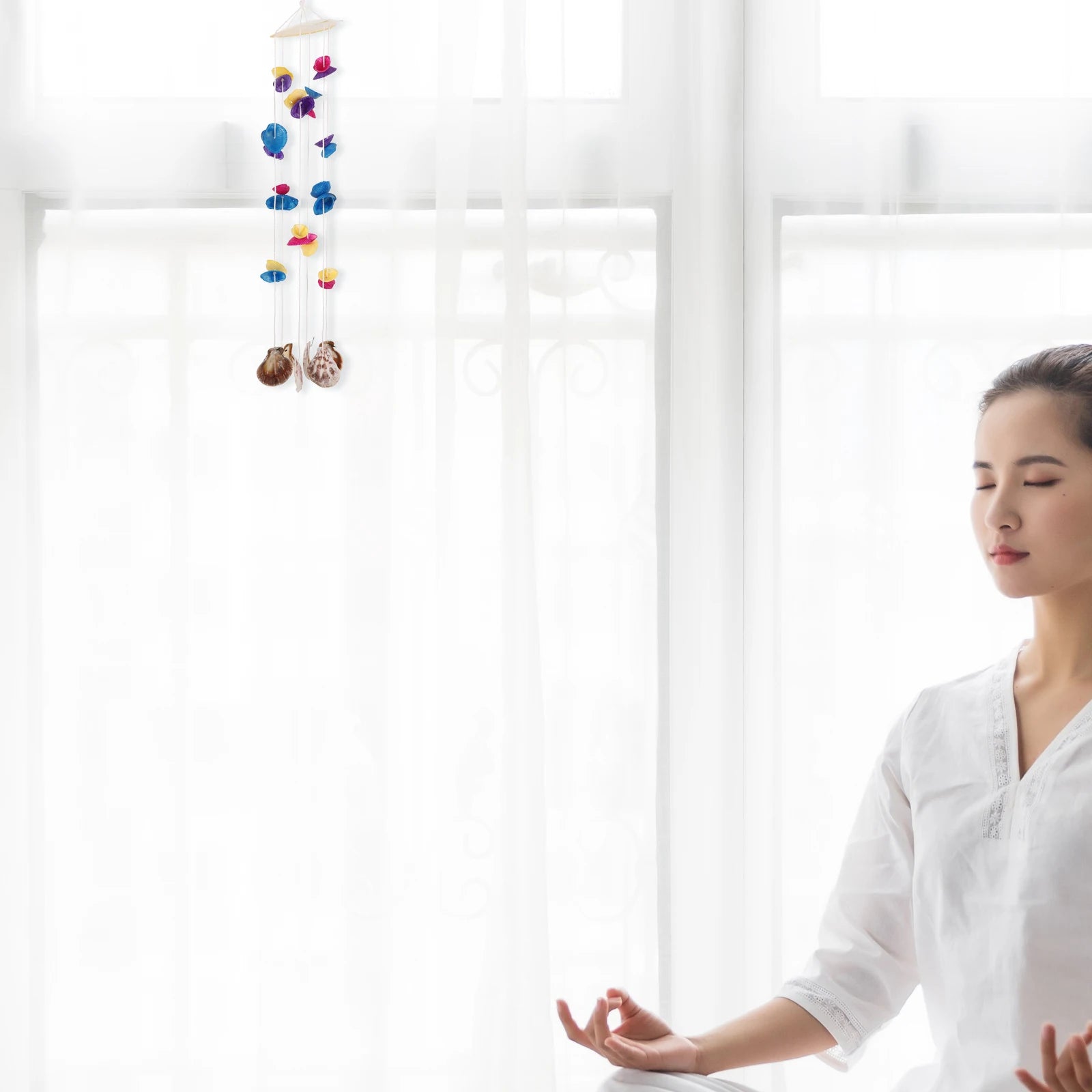 Shell Wind Chime Decor Natural Elegant Balcony Outdoor Indoor Patio Porch Yard Bedroom Sea Shell Bells Hanging