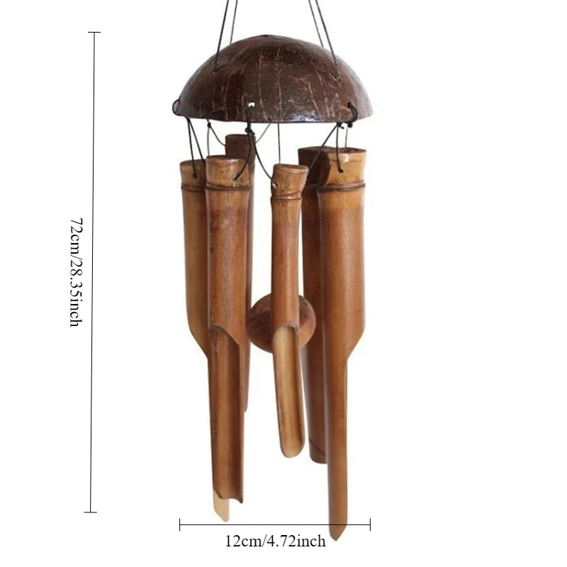 1PCS Coconut shell bamboo wind chimes Bamboo Tube Wind Chime wind Bell for Outdoor indoor Home Garden Patio Tree Decor Ornaments