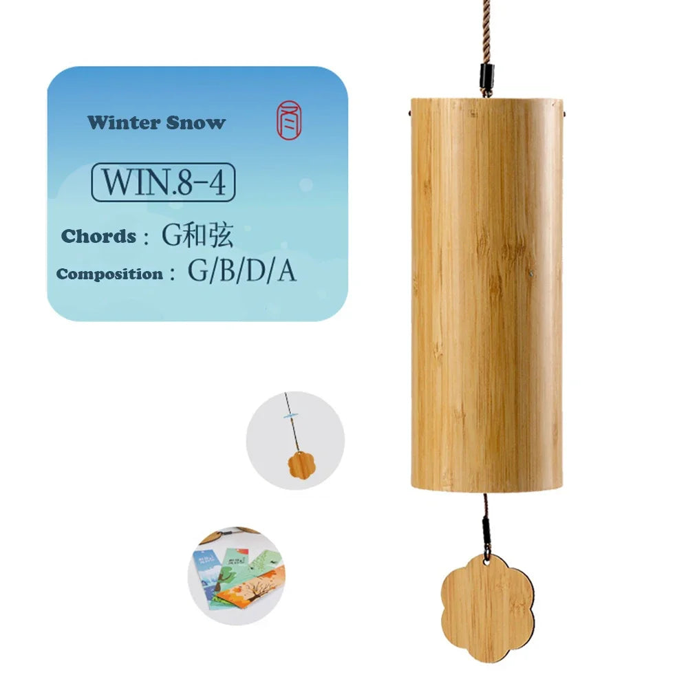 1Pcs Bamboo Eight-tone Chord Wind Chimes Natural Bamboo Wind Chimes Outdoor Garden Pavilion Decoration Meditation and Relaxation