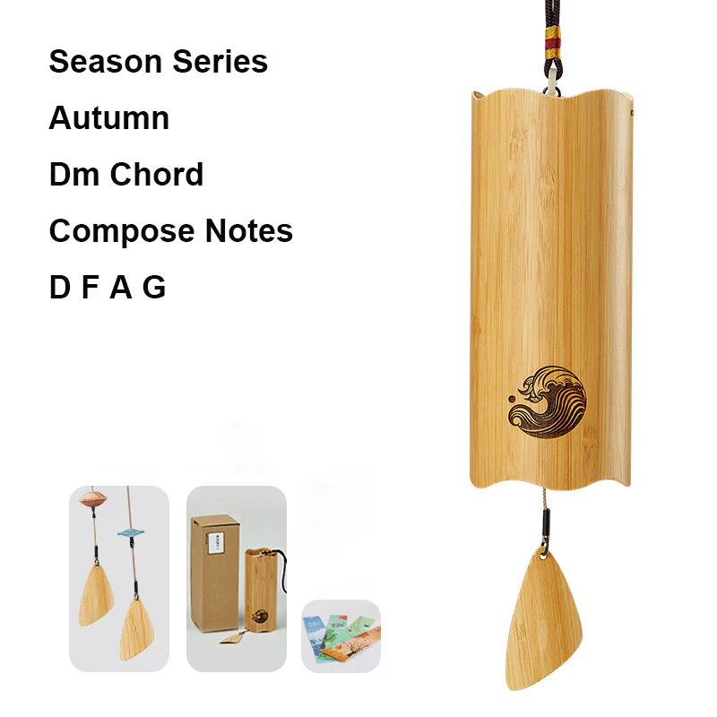 Hluru Windbell Bamboo Wind Chime 8 Tone Rods C G Am Dm Chord Windchimes for Zen Meditation Home Garden Patio Hanging Ornaments