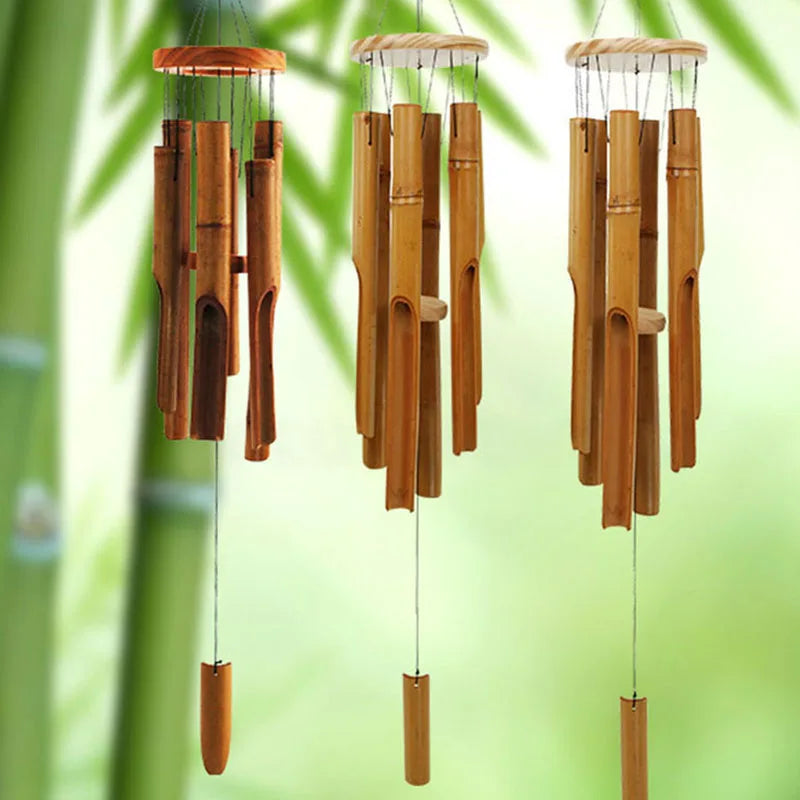 Bamboo Windchime Decoration Patio Wind Chime Garden Windchime Decorative Wind Chime Hanging Ornament Yard Wind Bell Home Decor