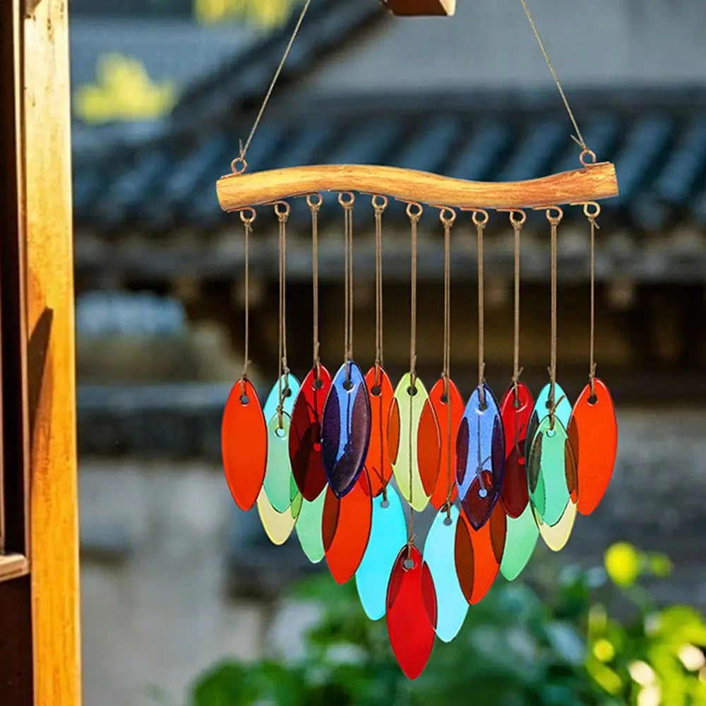 Creative Fish Shaped Wind Chime Crafts Colorful Colored Glass Wind Chime Exquisite Shell Light Collection Pendant Beach Parties