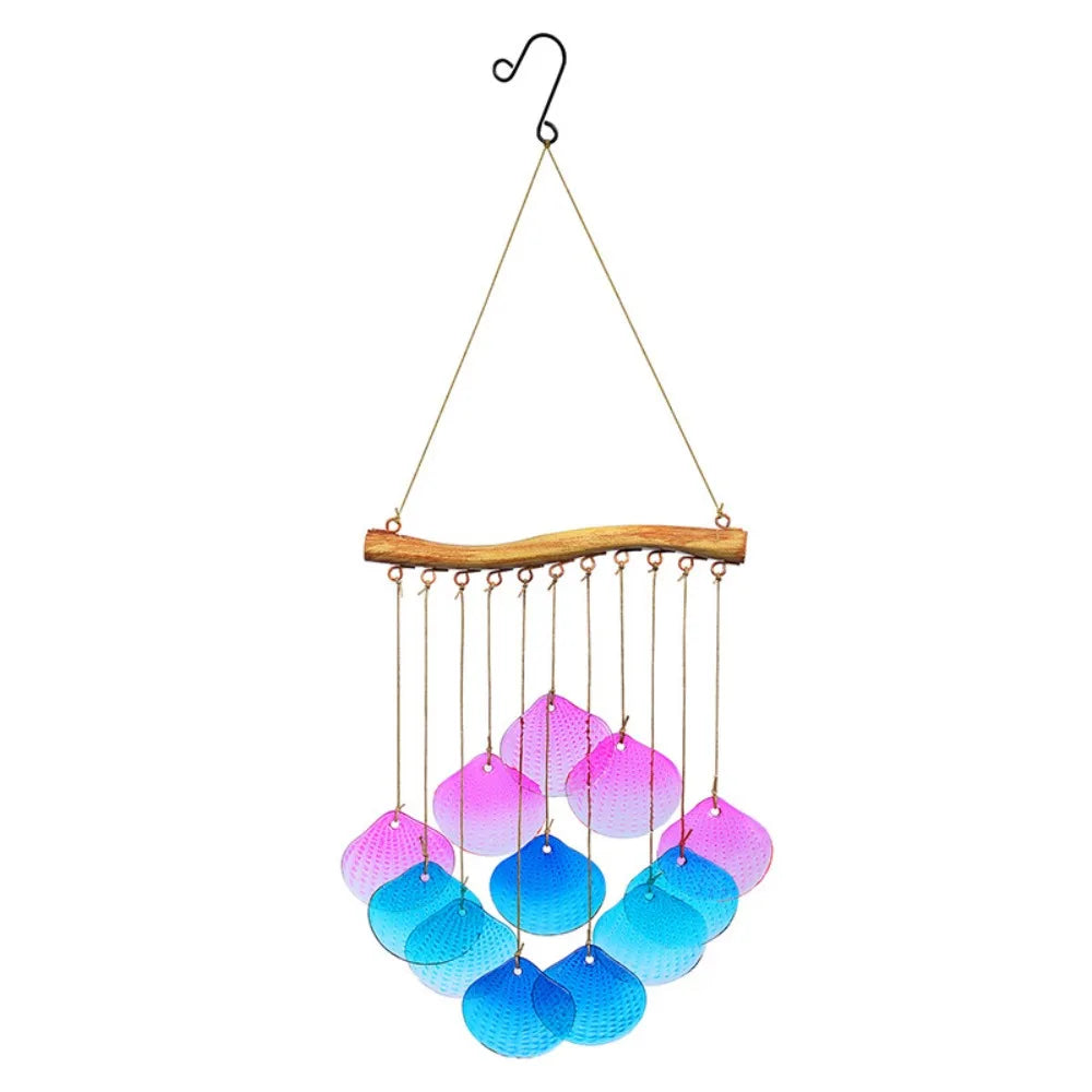 Creative Fish Shaped Wind Chime Shell Crafts Colored Glass Wind Chime Exquisite Iron Art Light Collection Pendant Outdoor