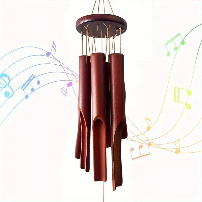 1PCS Natural Bamboo Wind Chime Handmade Garden Patio Christmas Hanging Decor Eco-Friendly Ornament