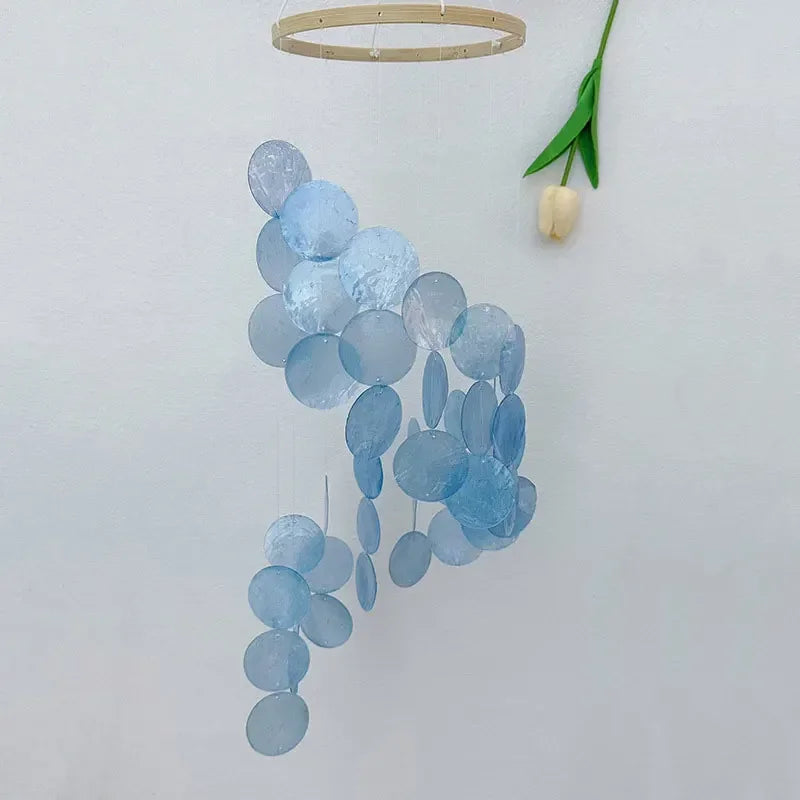 Colorful Shell Wind Chimes Outdoor Holiday Gift Capiz Shell Homestay Wall Hanging Memorial Wind Chimes Garden Ornaments