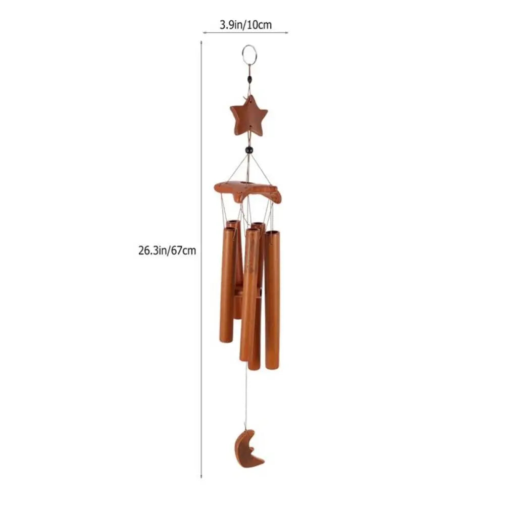 Creative Nostalgic Five-Pointed Star Wind Bell Handmade Bamboo Tube Bamboo Wind Chime Natural Multitube Bamboo Ornament Outdoor