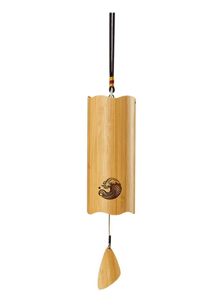Hluru Bamboo Windchime Furin Wind Chime 8 Notes Rod Chord Crafted Bell for Outdoor Garden Decor Patio Home Zen Decoration