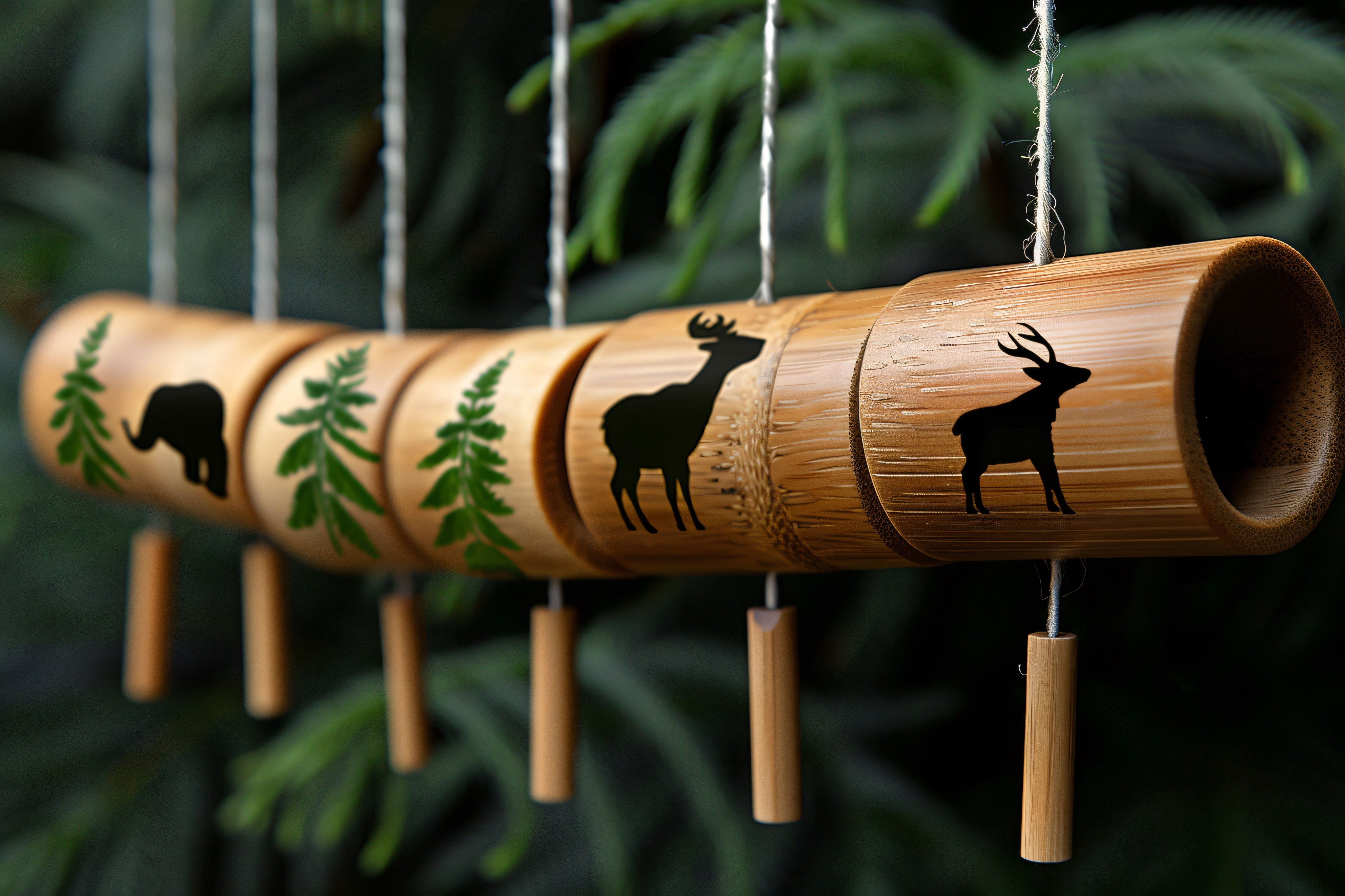 Animal-Themed Bamboo Wind Chimes