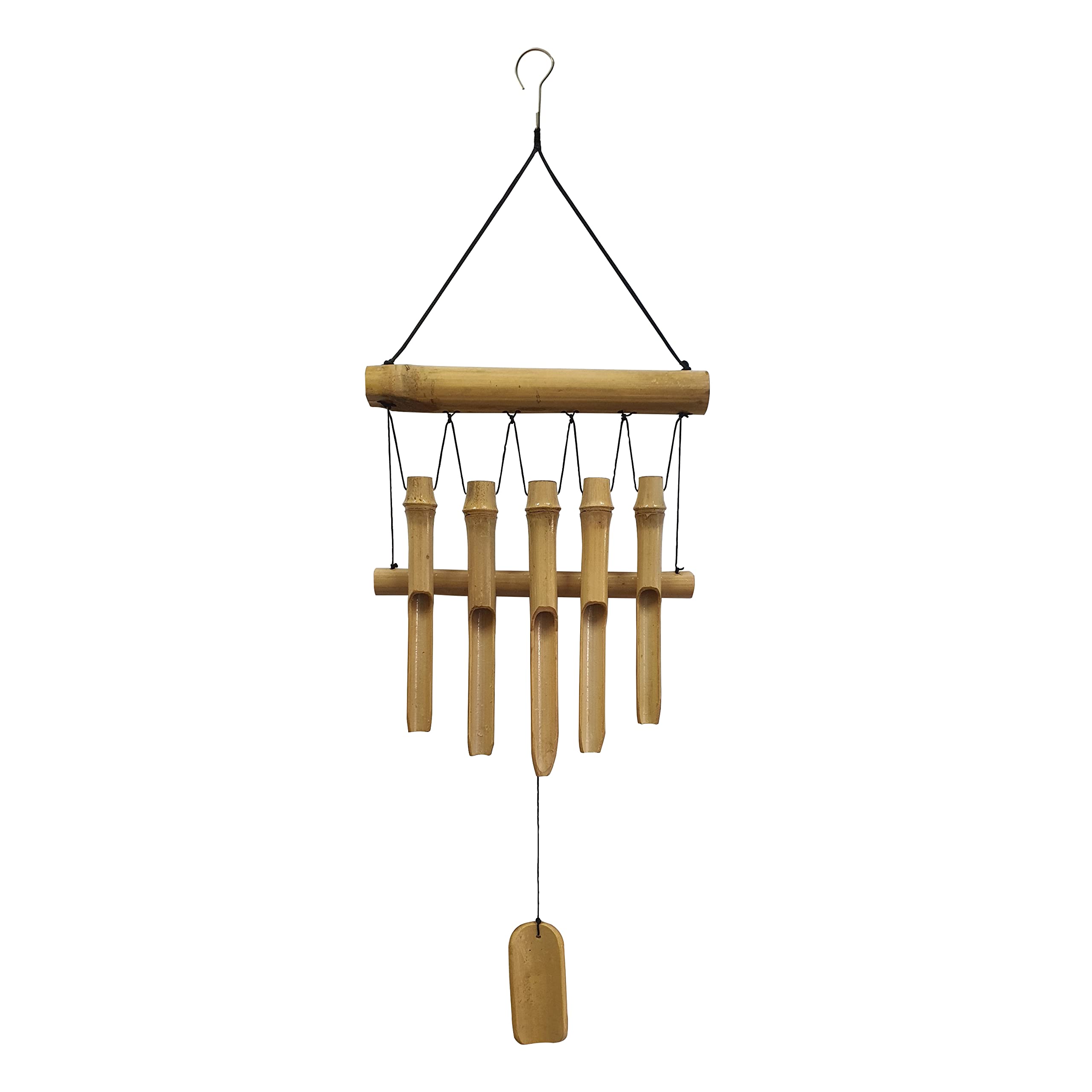 Small Simple Bamboo Wind Chimes Outdoor, 5 Tubes Single Row, Gifts for Mom/Grandma/Women, Garden Lawn Yard Decor 23"