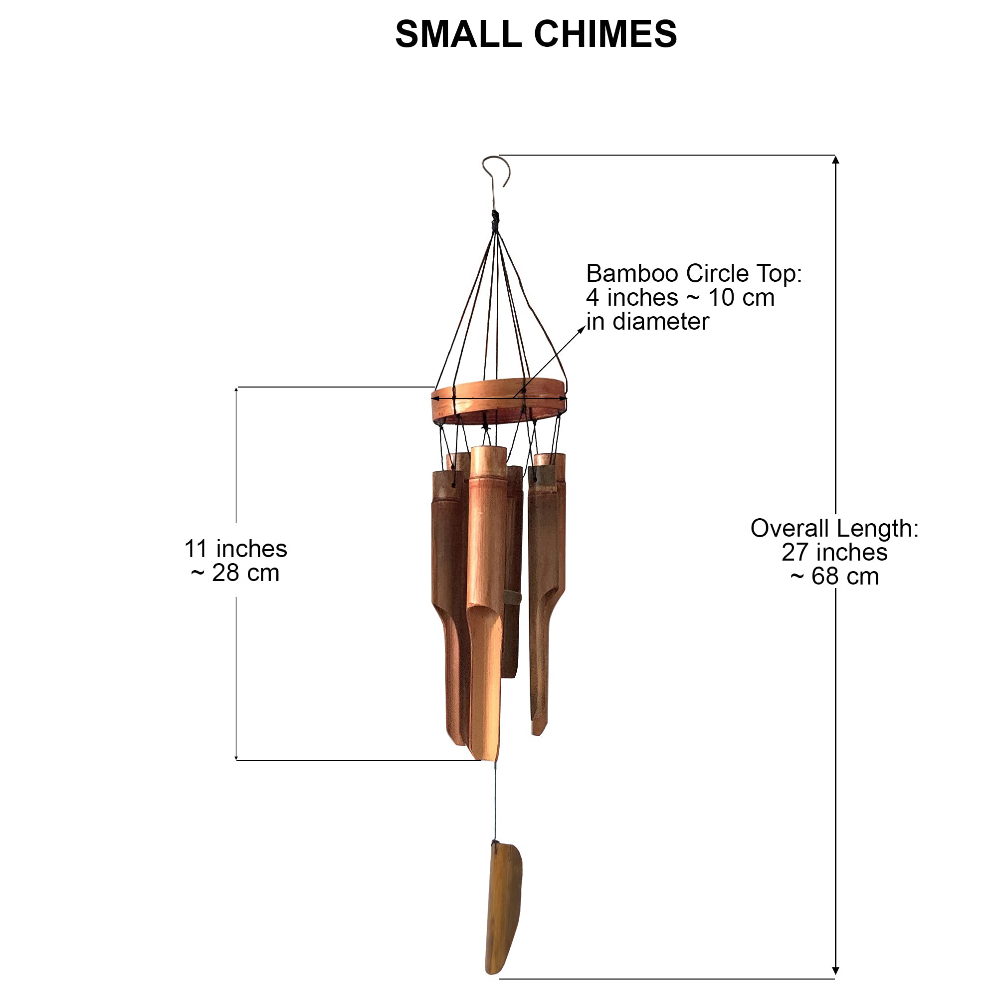 Ankinte Classic Bamboo Wind Chimes with Circle Top, Wood Wooden Wind Chimes Outdoor, Deep Tone Soothing Sound (27)